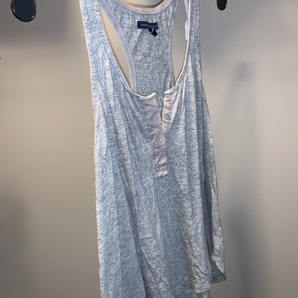 Grey Racerback Henley Tank Top
